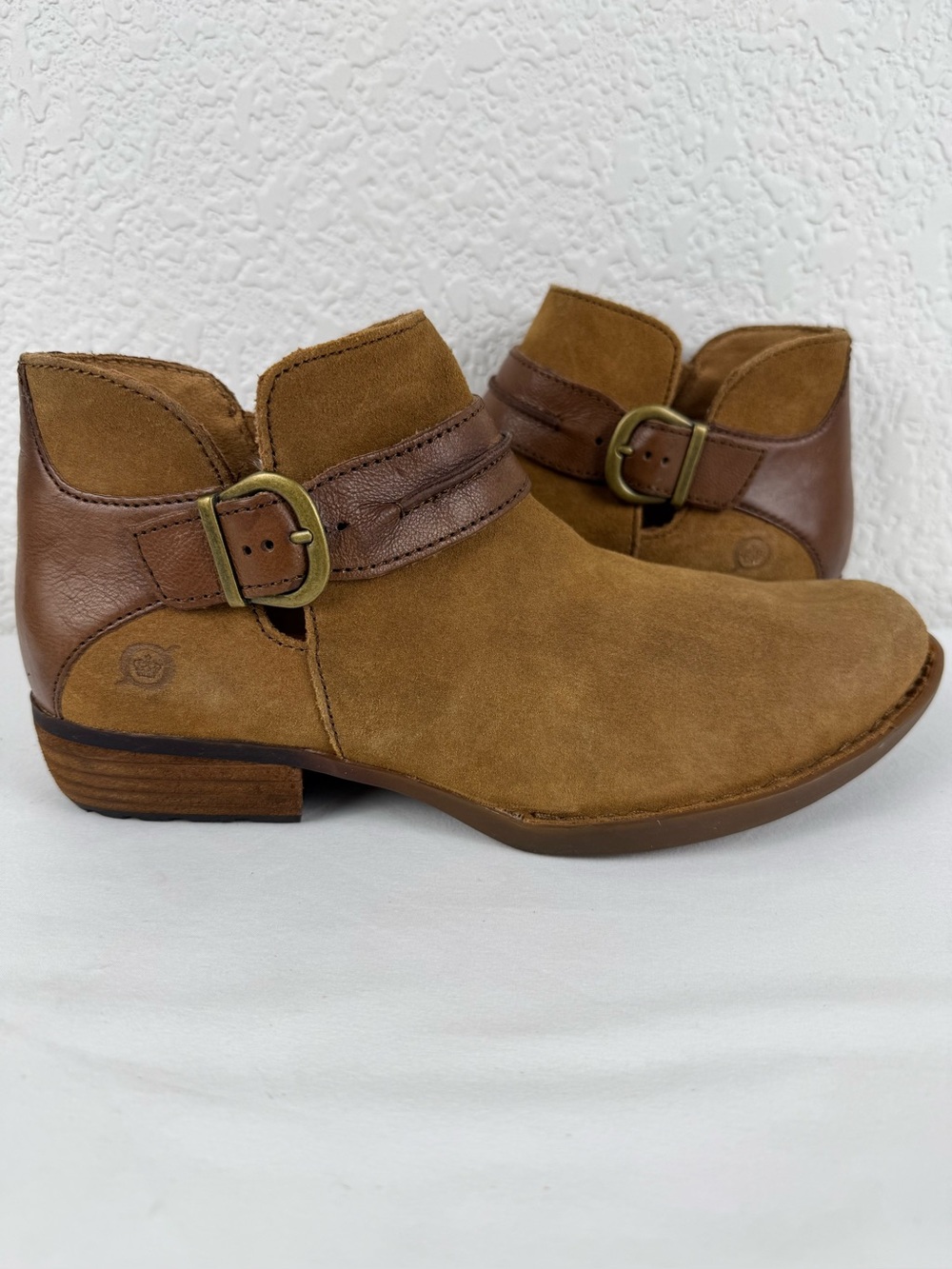 Born | Kati Ankle Booties | Tan Brown Leather & Suede | Women's 7.5